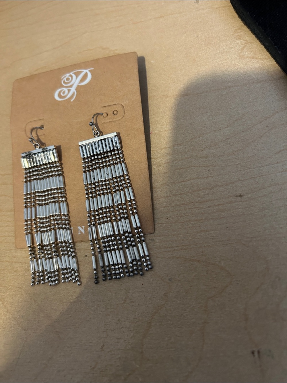 Plunder White (silvertone) Beaded Fringe Earrings